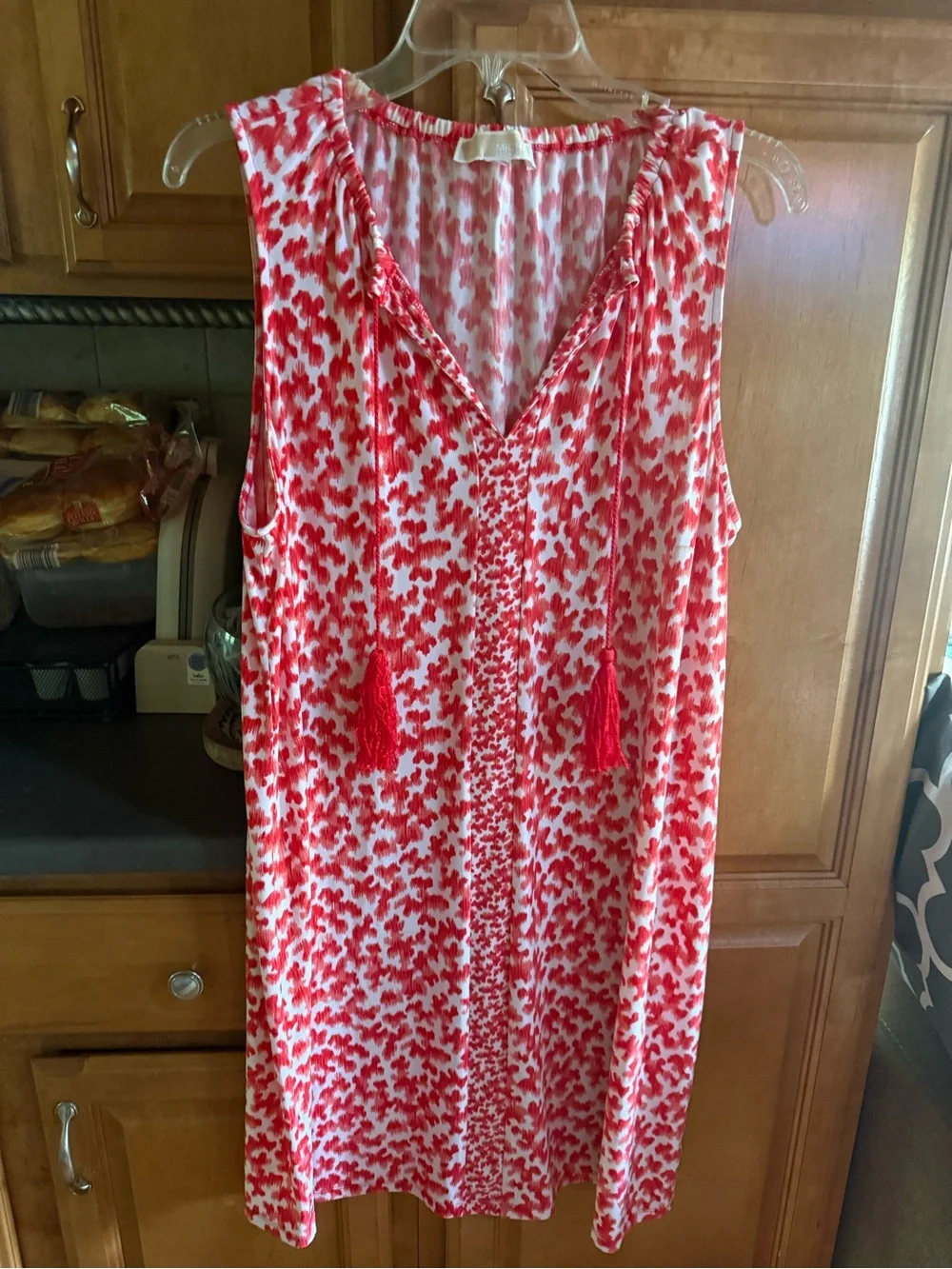 Michael Kors Red & White Patterned Sleeveless Swim Cover-Up